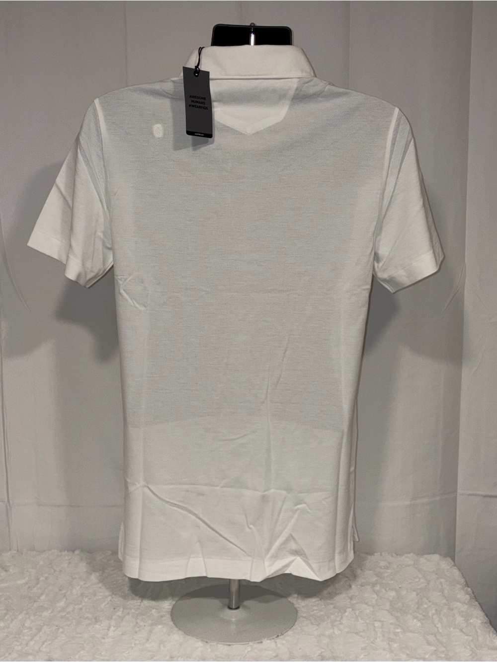 Figs Medical Nurse Mens Tech White Short Sleeve Pique Scrub Polo Shirt Small - Picture 2 of 3